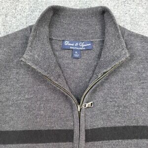 Davis & Squire Extra Fine Merino Wool Gray‎ Full Zip Sweater Mens XL